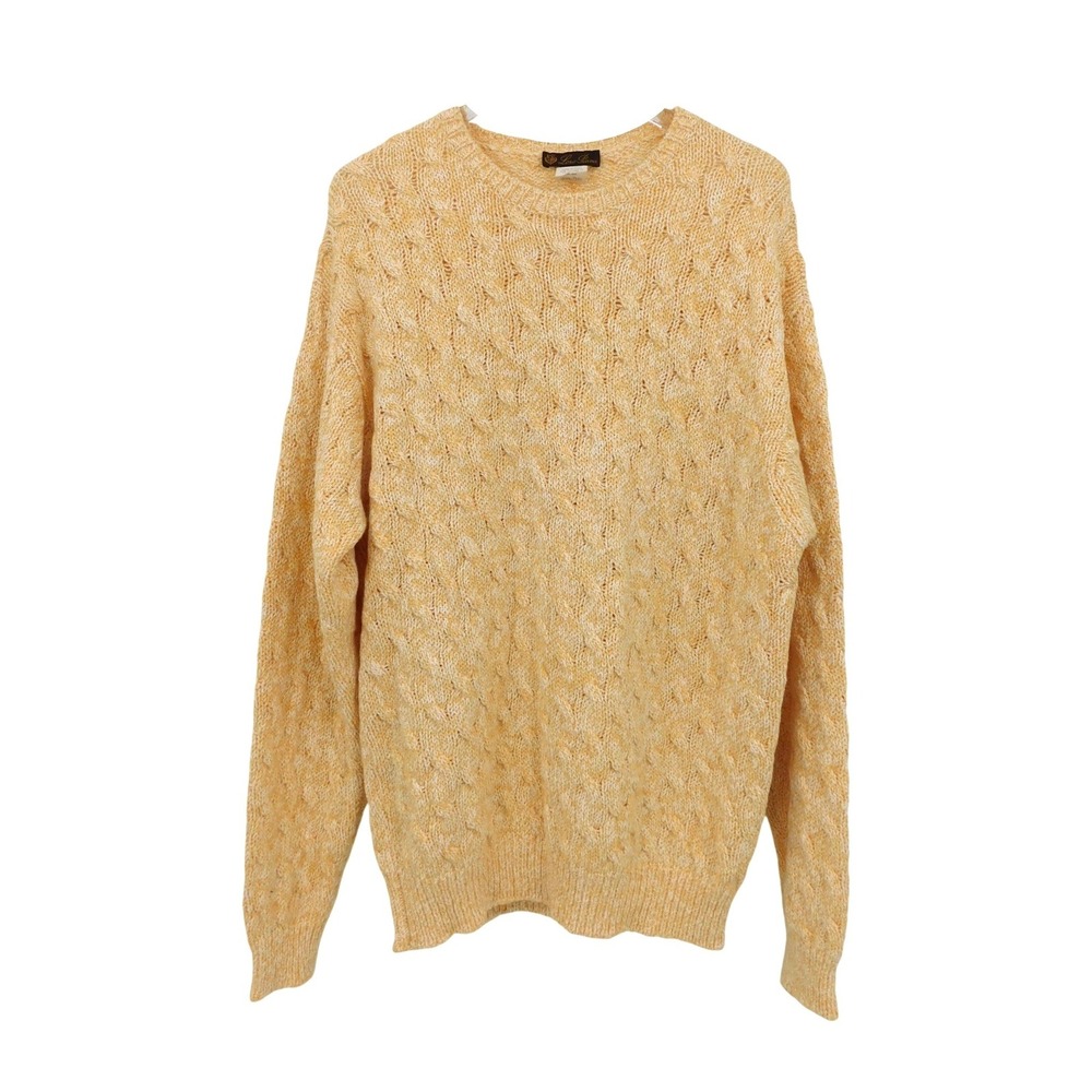 Loro Piana‎ Men's Yellow Cable Knit Sweater 54 Italy Cashmere Wool